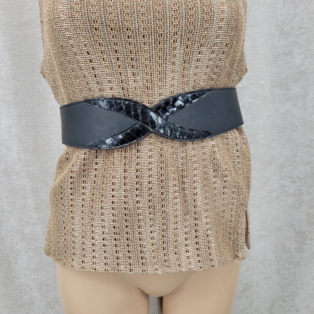 Janie Frickle Vintage Chic Western Black Leather Women's Corset Belt Under Bust